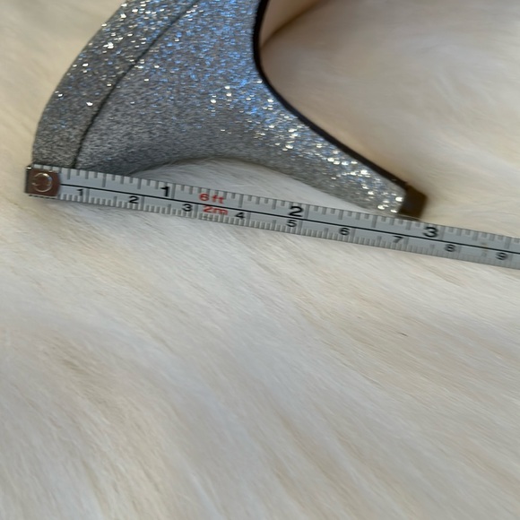 NWB Nina Bow-Topped Silver Sparkle Slip on Strap Heels - Picture 12 of 14